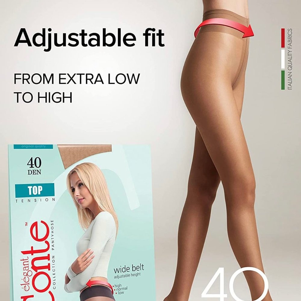 Conte Top 40 Den - Classic Women's Tights Sheer to Waist T-top Low Waist
